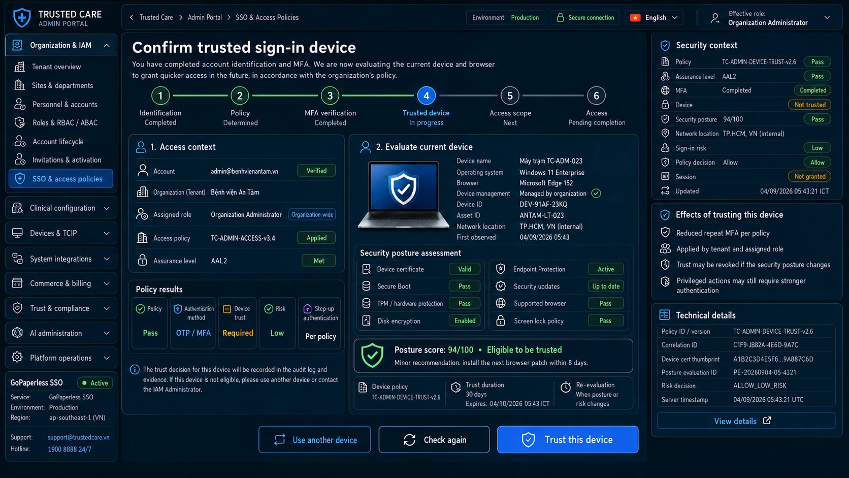 Admin Portal — Trusted Device Approval
