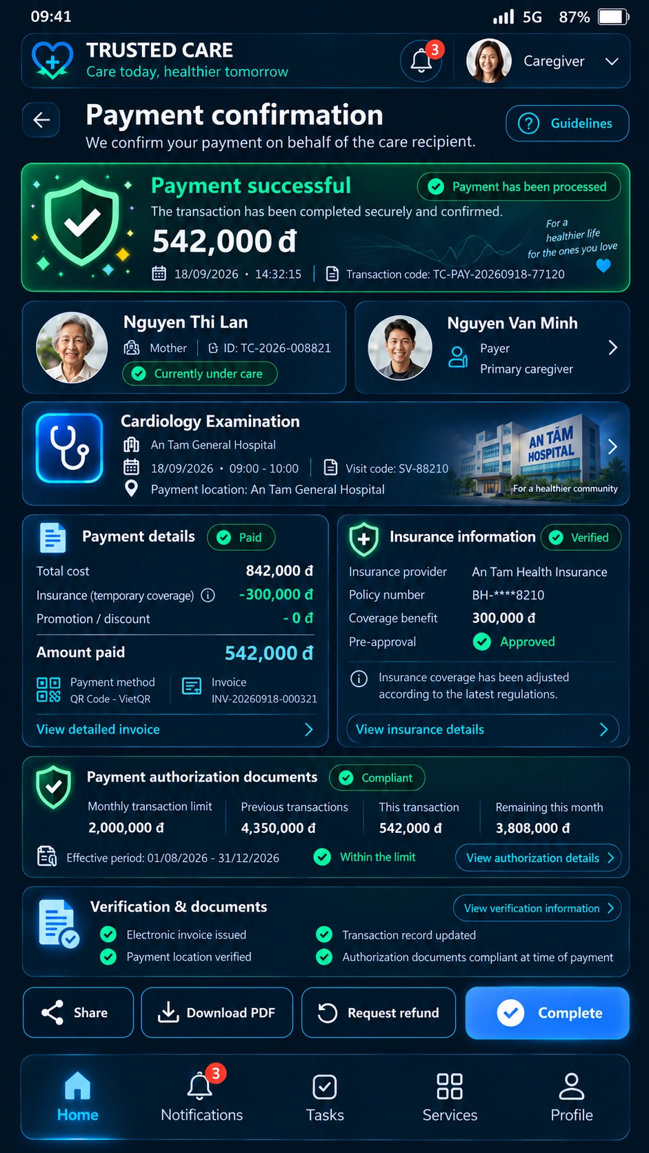 CareGiver App — Car 12 Billing Limit Consent Receipt