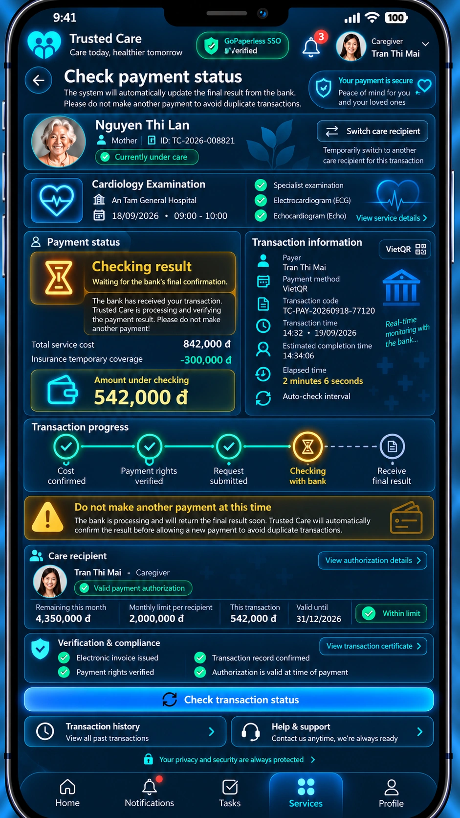 CareGiver App — Payment Failed Timeout Duplicate And Retry