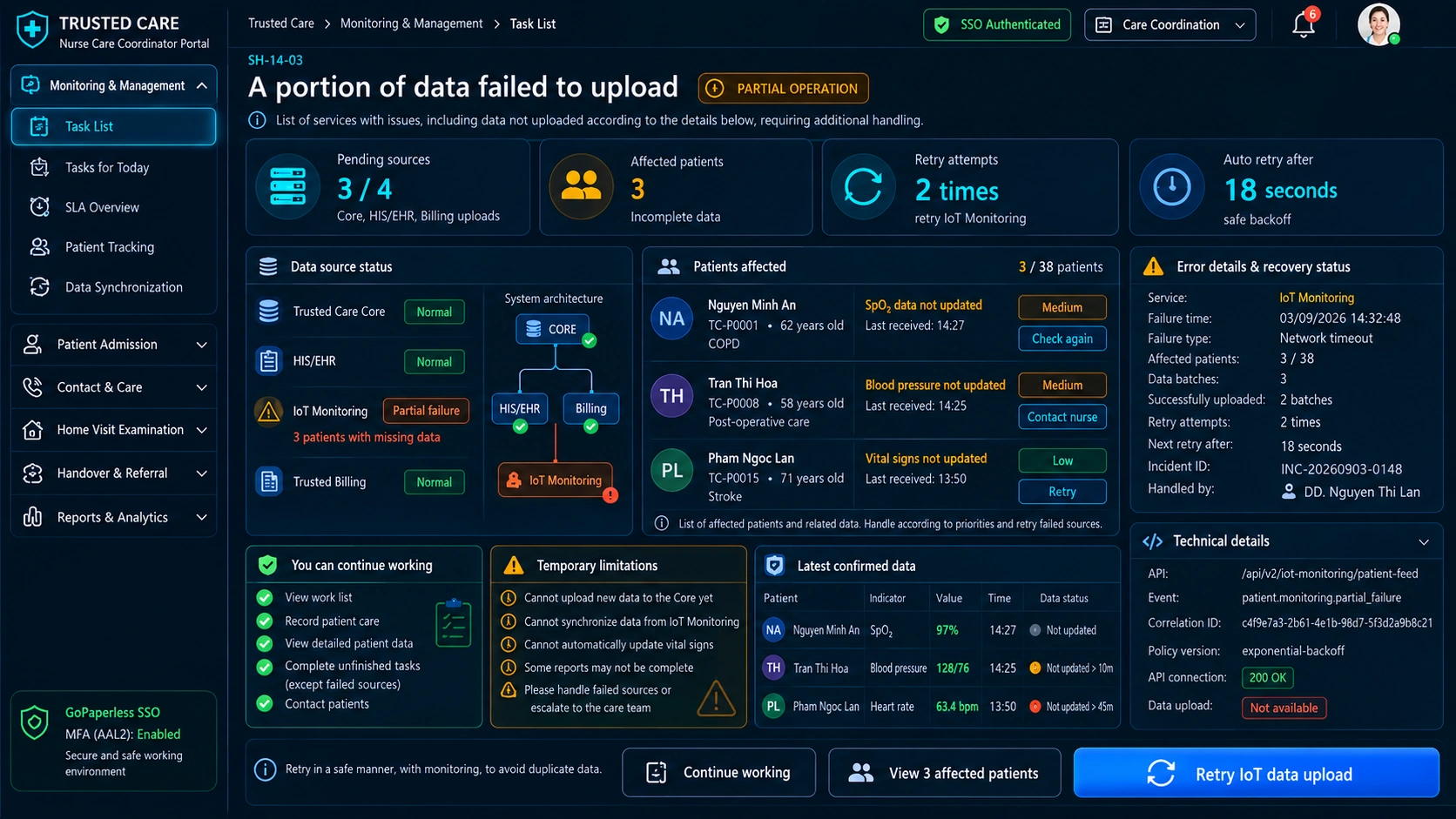Nurse & Care Coordinator Portal — Partial Failure And Retry