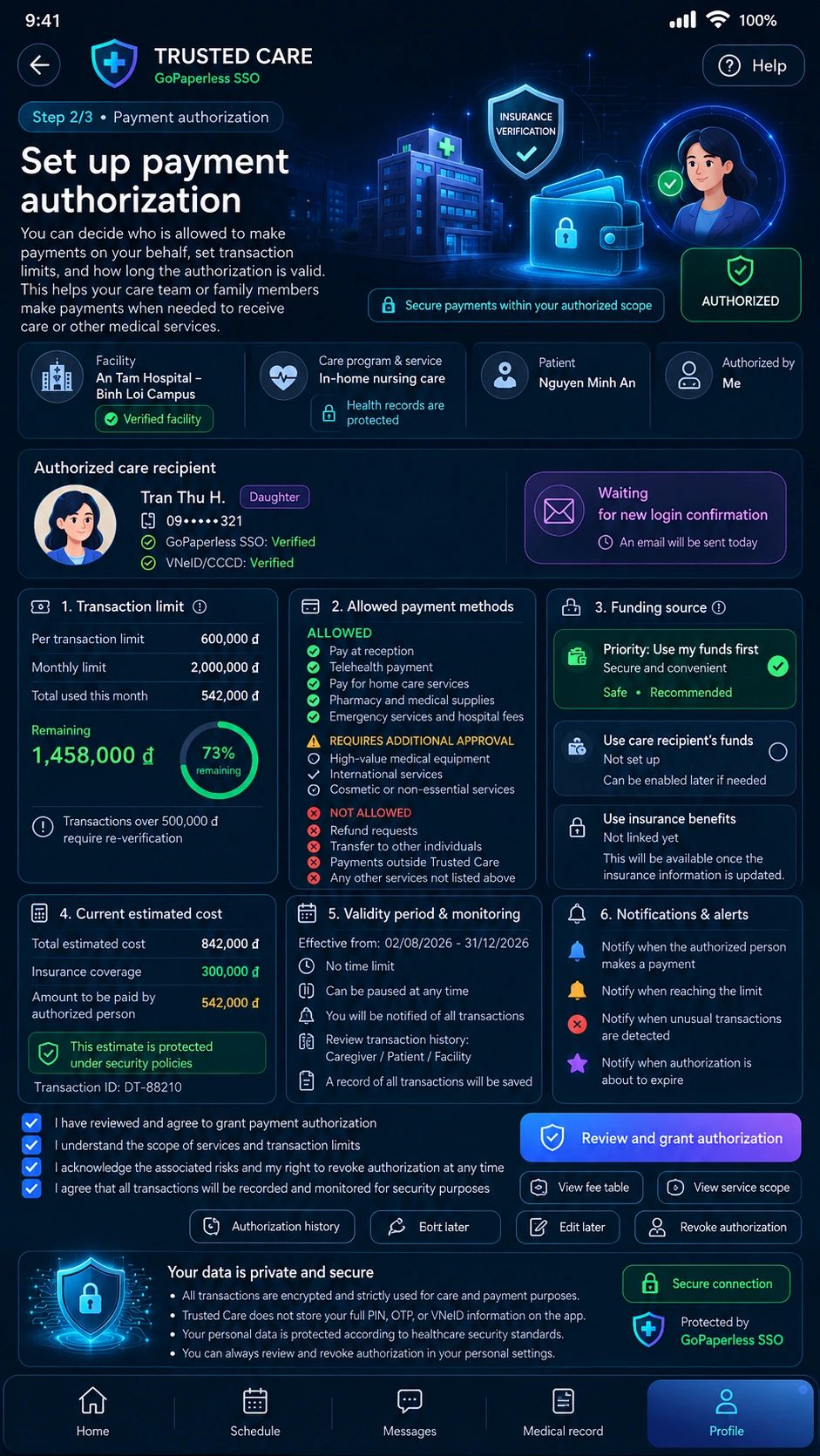 Patient App — Payment On Behalf Limit