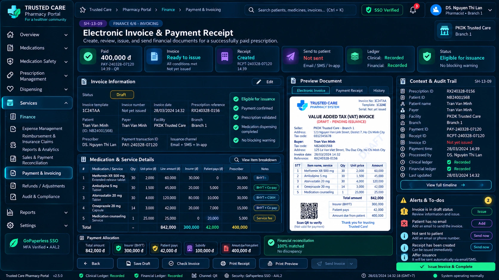 Pharmacy Portal — Invoice Electronic Receipt